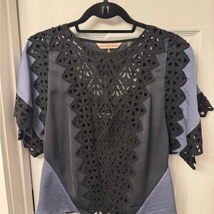 Rebecca Taylor Black Asymmetrical Cut Out Blouse